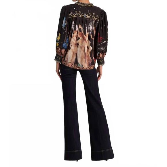 NEW ALICE + OLIVIA cora button down blouse in multi - Picture 3 of 5